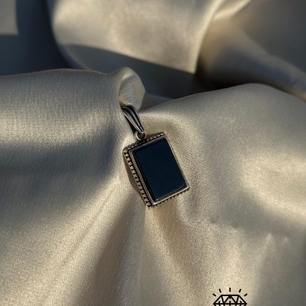 دلاية رجالي فضة إيطالي عيار 925 - تصميم مربع بلون أسود أنيق من Salvatore