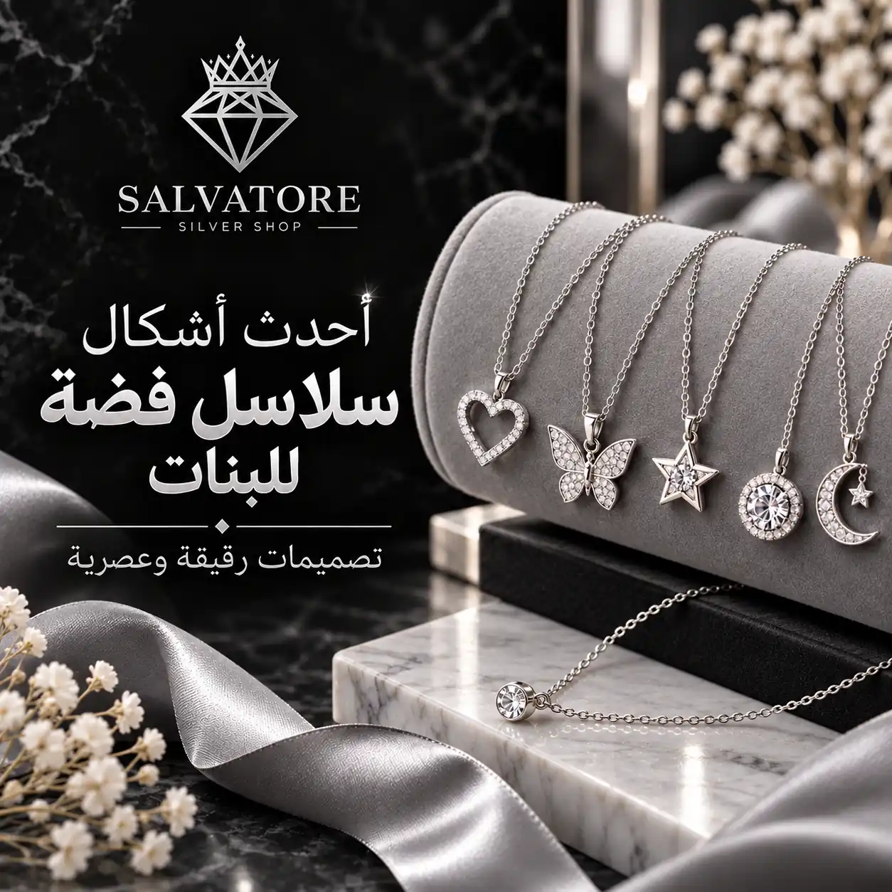 أحدث اشكال سلاسل فضة للبنات
